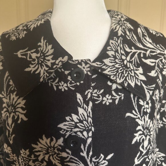Pendleton 100% Virgin Wool Blazer Jacket Short Black White Floral sz 14 - Picture 5 of 12